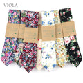 Floral Printed 6cm Neck Tie Cotton Checkered Flowers Women&Men Wedding Butterfly Dress Tuxedo Gift Office Wedding Accessory