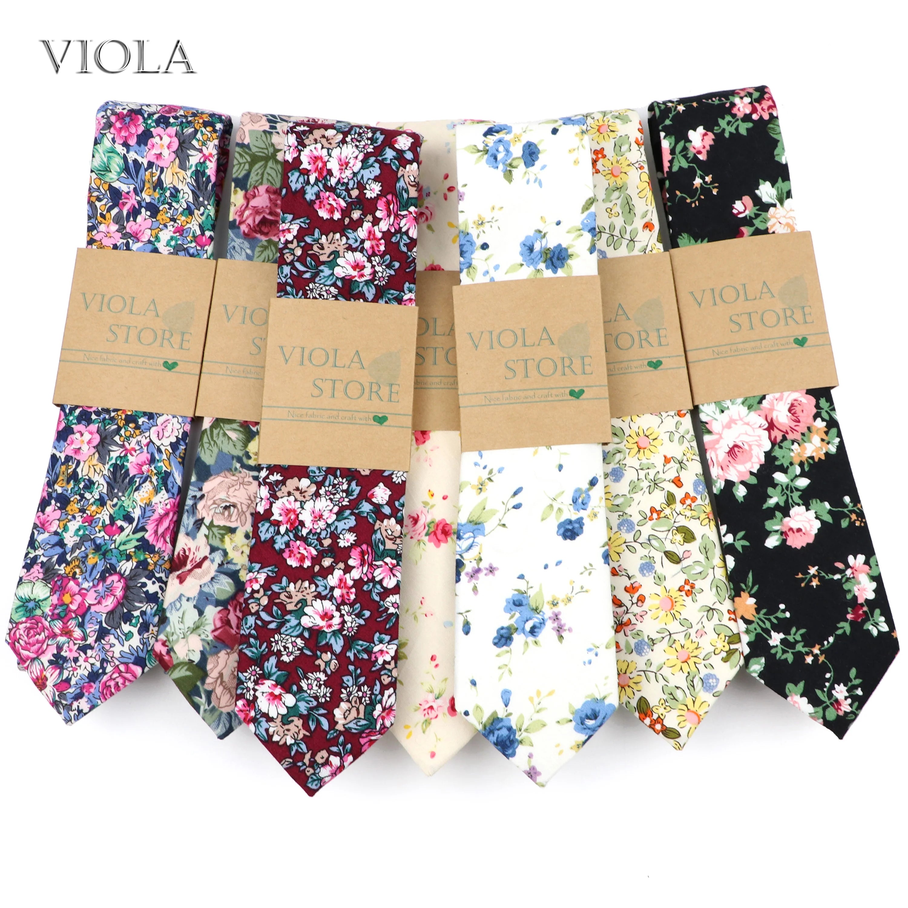 Floral Printed 6cm Neck Tie Cotton Checkered Flowers Women&Men Wedding Butterfly Dress Tuxedo Gift Office Wedding Accessory