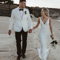 Simple V Neck Spandex Sleeveless Bridal Gown Floor Length Mermaid Wedding Dress Backless Vestido De Novia 2025 CDX017