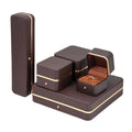 Luxury Style Brown Color Jewelry Packaging Box Set with Golden Ring and Snap Decorated Outside the Box