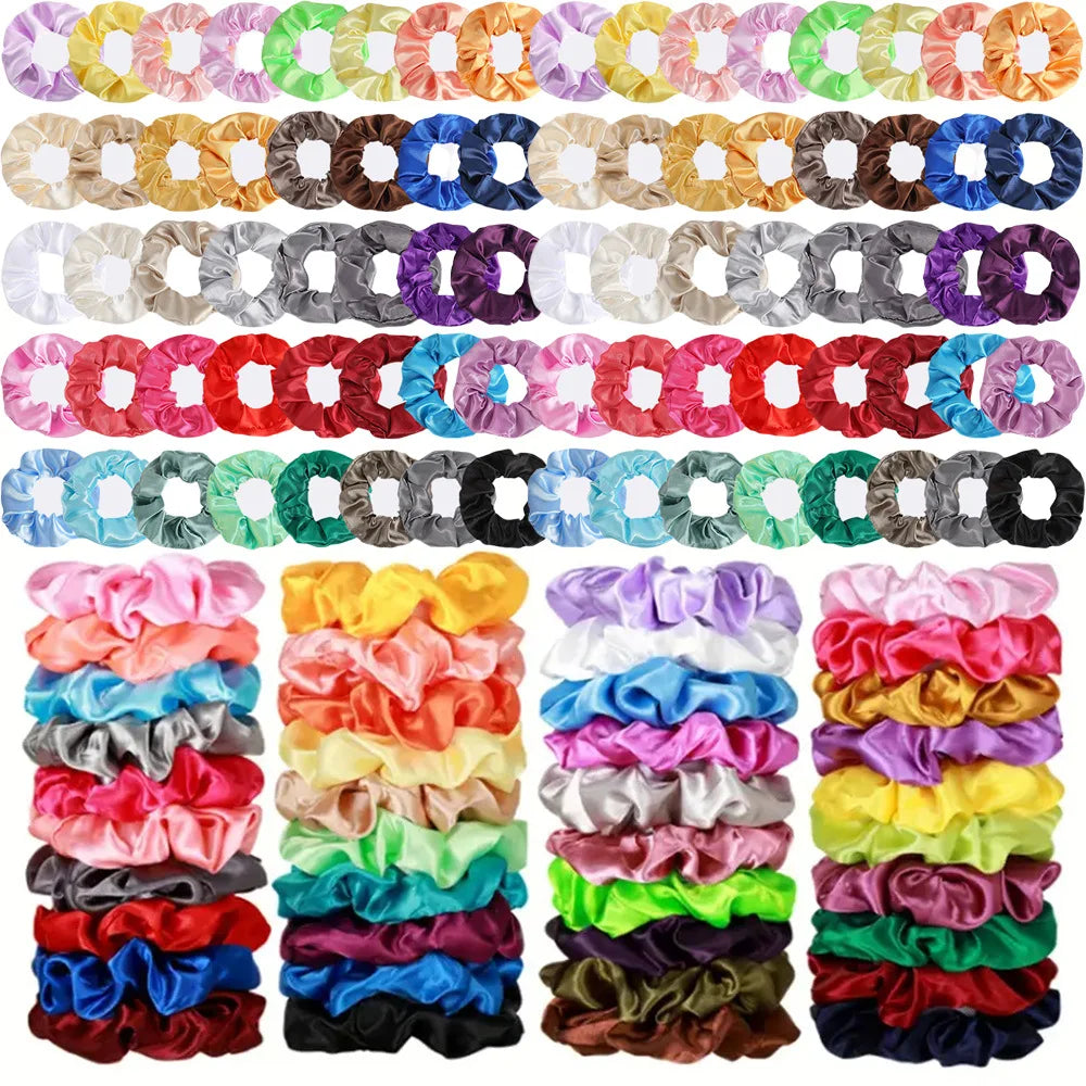 Women 8pcs Satin Scrunchies Silk Hair Ties No Crease Frizz-Free Gentle Elastic Hair Bands for Thick Thin Hair Accessories Gifts