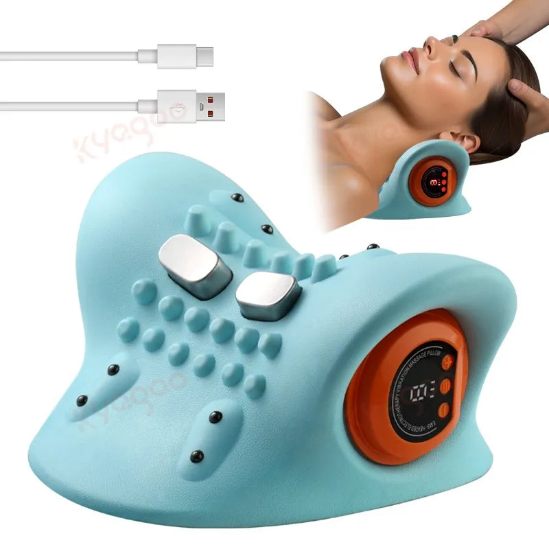 EMS Neck Massager Cervical SleepTraction-Powered Wellness Cervical Pillow Neck and Back Massager for Neck Stretcher