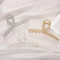 Korea Popular Shining Crystal Rhinestone Geometric Hair Clips Hot Sale Pearls Diamond Rectangle Cross Hair Claw Clamps