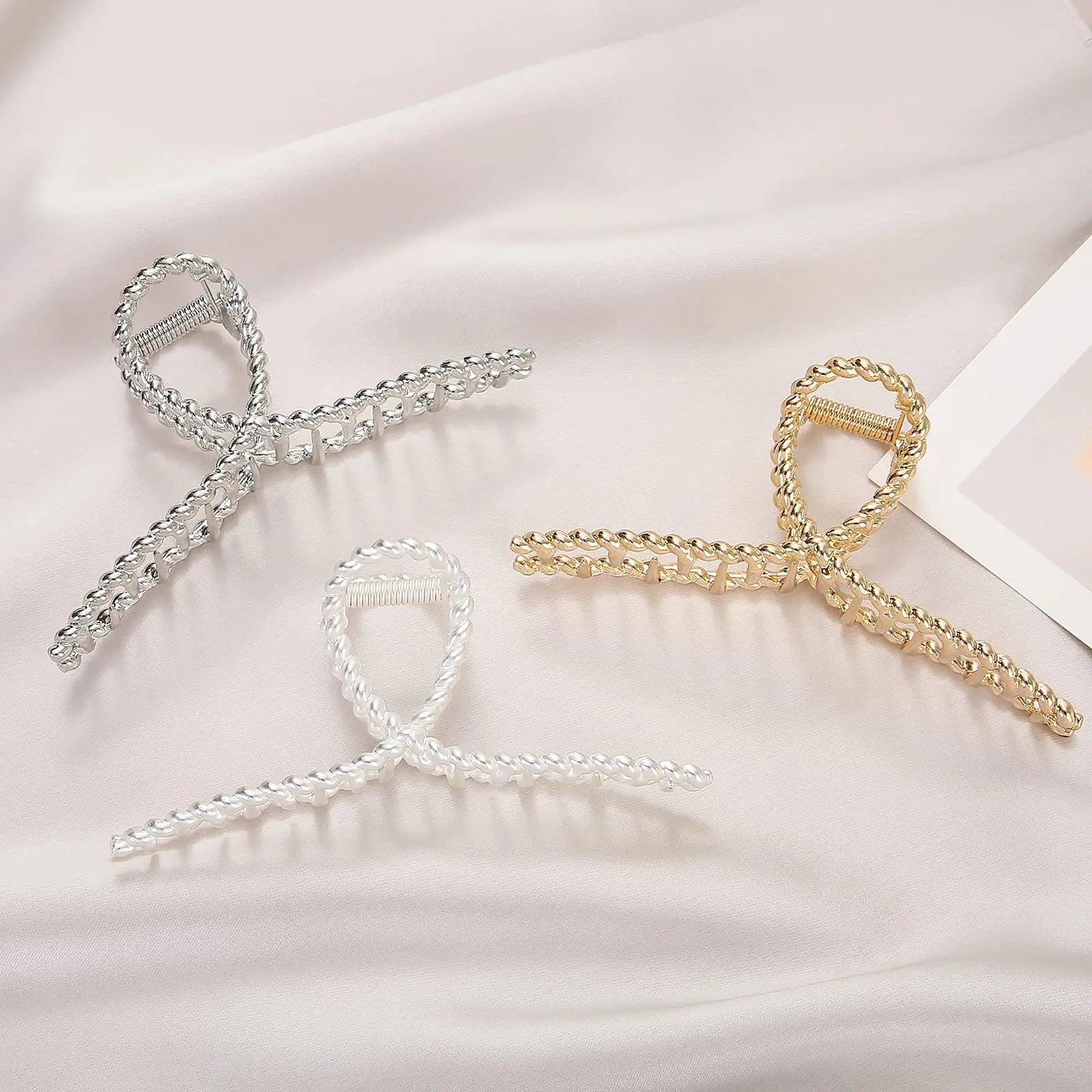 Korea Popular Shining Crystal Rhinestone Geometric Hair Clips Hot Sale Pearls Diamond Rectangle Cross Hair Claw Clamps
