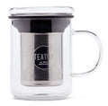 Wholesale 350ml Borosilicate Handmade Infuser Tumbler Glass Tea Cup Set Handle Lid Sustainable Drinkware