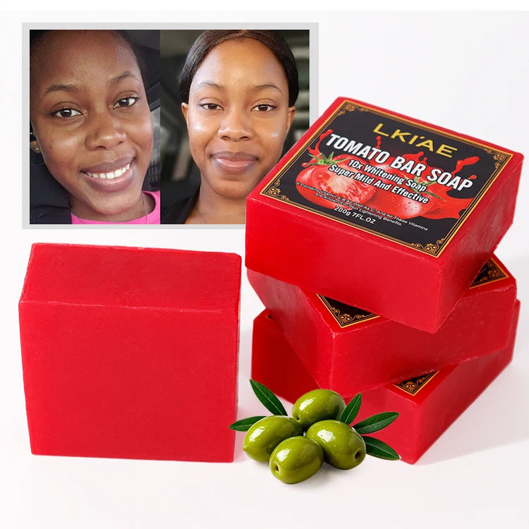 Private Label Olive Oil Young-looking Refreshing Anti-aging Organic Lycopene Handmade Whitening Soap for Dark Age Spot MegaBDM