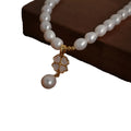 Clover Flower Charming Drop Choker Freshwater Pearl Beaded Necklace Women Trendy Jewelry