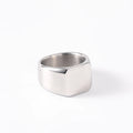 European and American Simple Square Men Ring Personality Blank Glossy Customized Logo Stainless Steel Ring