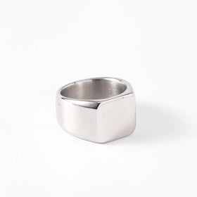 European and American Simple Square Men Ring Personality Blank Glossy Customized Logo Stainless Steel Ring