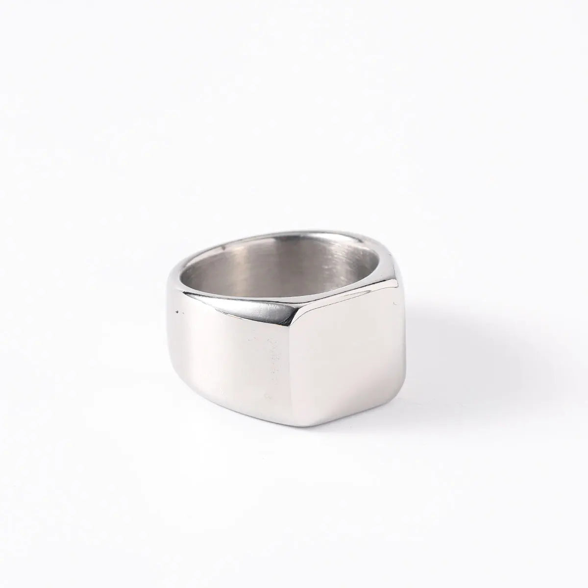 European and American Simple Square Men Ring Personality Blank Glossy Customized Logo Stainless Steel Ring