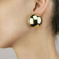 New Simple Design Smooth Round Stud Earrings Fashion Statement Geometric Gold Plated Jewelry Accessories Charms