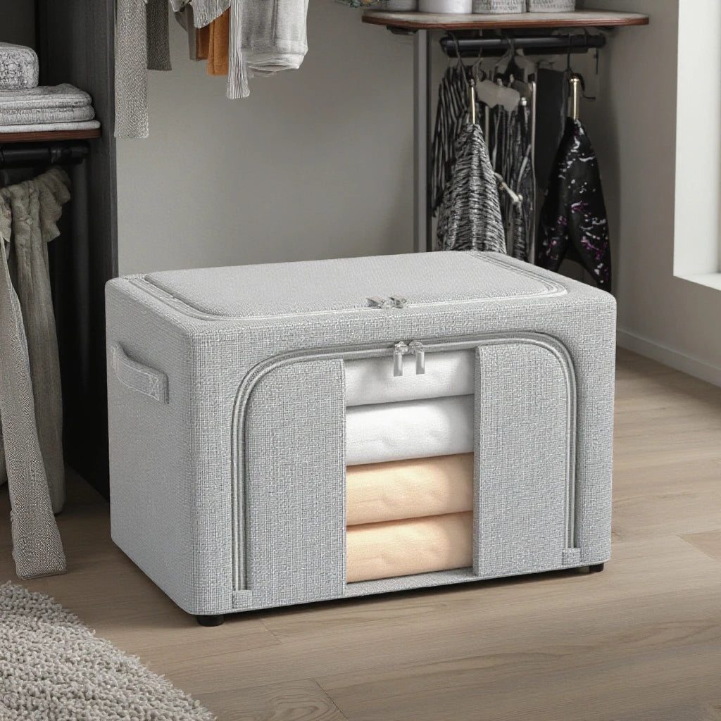 Extra Large Size Cotton Linen Closet Storage Bag Wardrobe Foldable Clothes Organizer Oxford Fabric OEM Comforter Storage Bedding