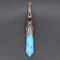 Diy Lovely Blue Turquoise Hexagonal Prism Chakra Charms Pendent Reiki Healing Yoga Crystal Point Stone Pendants Pendulum Ornaments