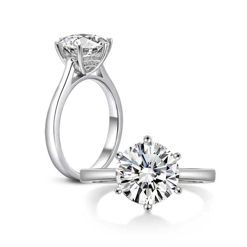 925 Sterling Silver 3 Carat Moissanite Engagement Ring Elegant Solitaire Design Silver Engagement Promise Ladies Moissanite Ring