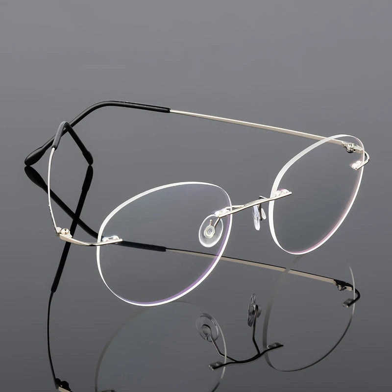 Round Rimless Titanium Alloy Ultralight Eye Glasses Spectacle Design Glass Optical Frames Eyewear Eyeglasses Frames