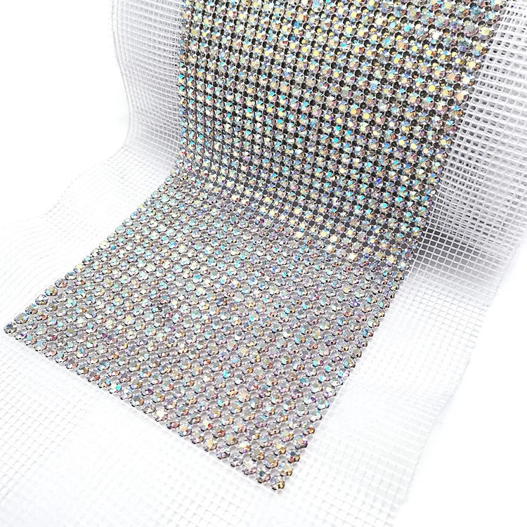 SS20 Clear AB Rhinestone Net Banding Rhinestone Mesh Trim for DressShoe and Bag Decor