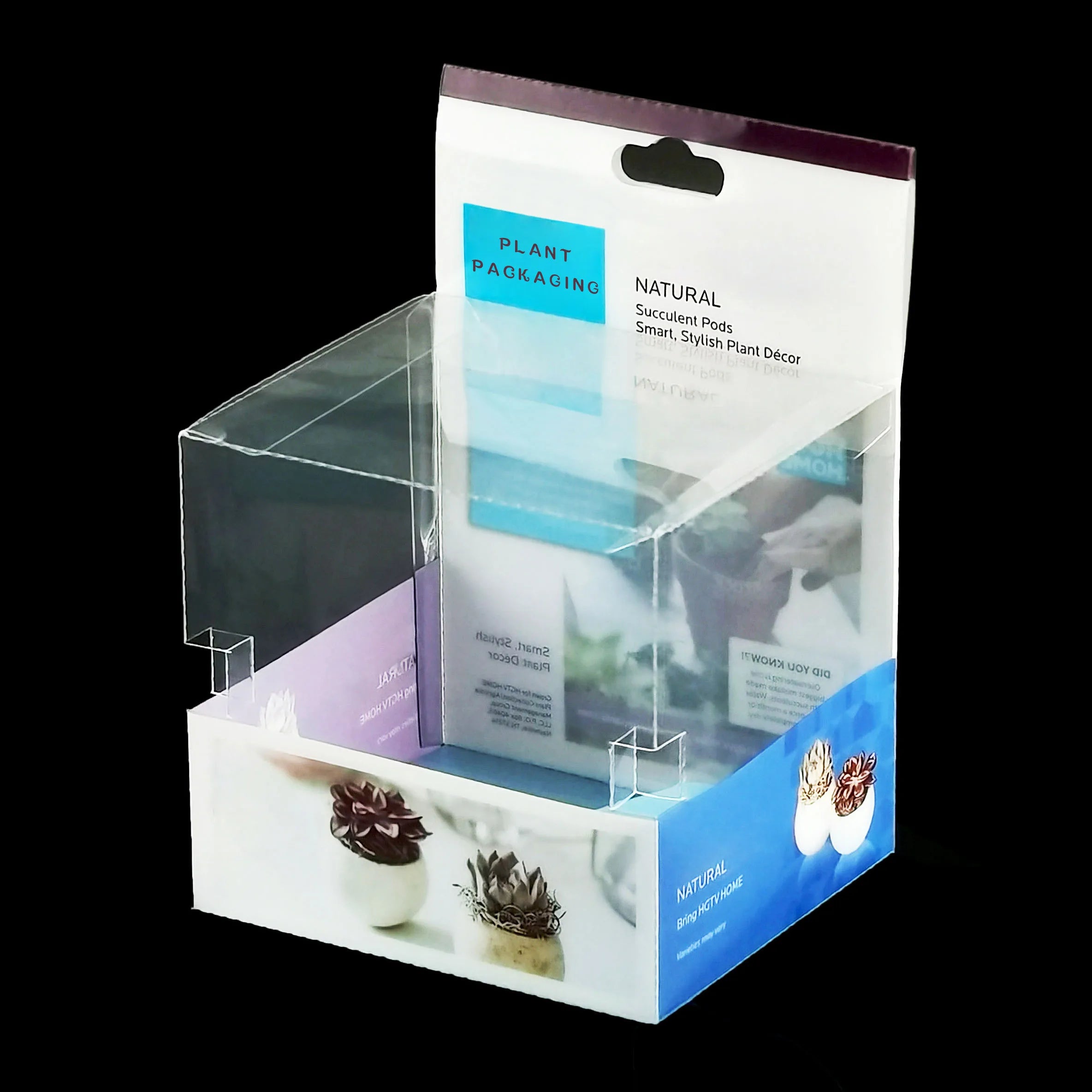 Custom Printing PET PVC Planter Box Display Succulent Packaging Clear Plastic Boxes for Gifts Packaging