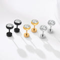 Trendy 18K Gold Plated Single Round Zirconia Simple Stud Earrings Wholesale Stainless Steel Jewelry for Men Women