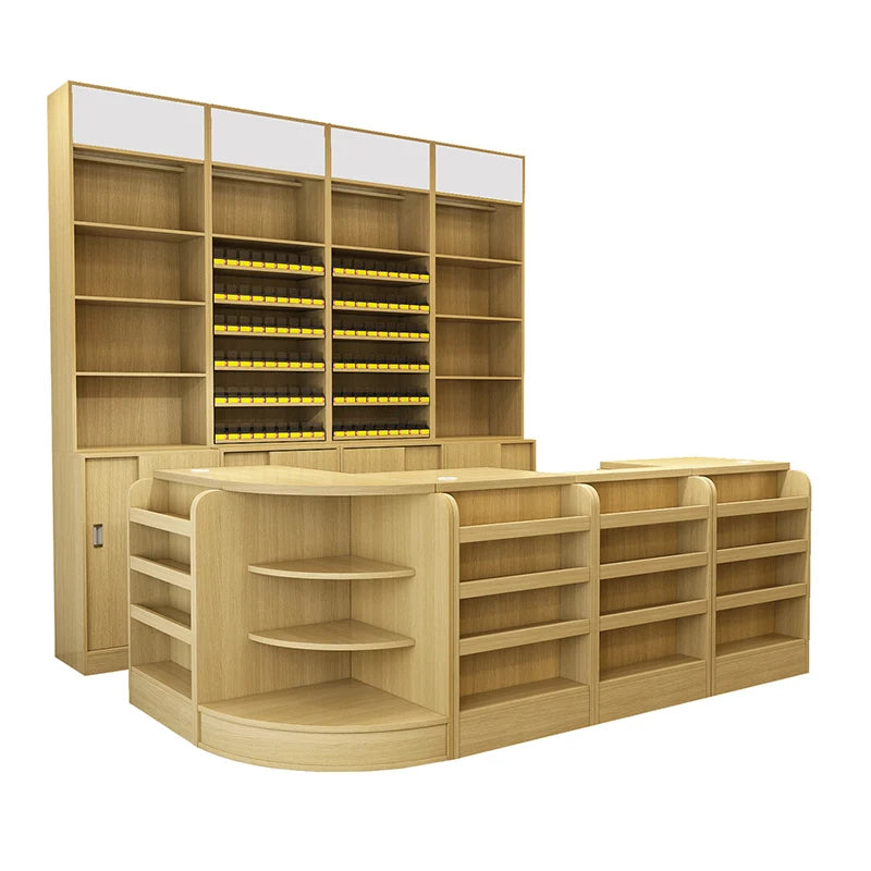 Customized Supermarket Cashier Combination Checkout Counter Attractive Wooden Rz Product