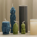 Buddhist Cultural Bald Monk Cement Silicone Mould Buddha Praying Wax Mould Buddhism Head Buddha Pillar Candle Silicone Mold