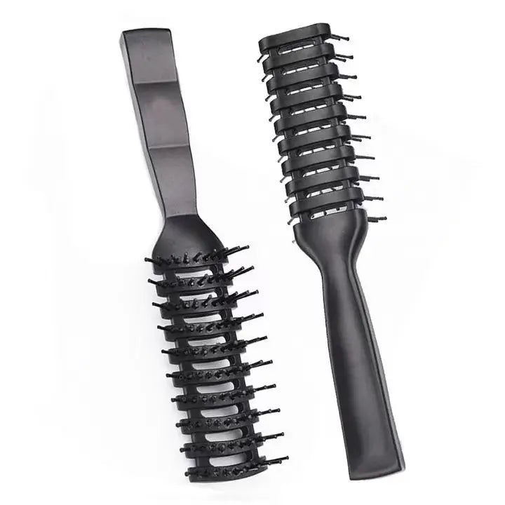Custom Curved Wave Brush Black PP  Salon Fashionable Heat Resistant Men's Detangle and Styling Vent Hollow Happy Hair Brush