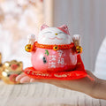 Hot Selling 4.5 Inches Japanese Figurine Gift Fortune Maneki Neko Waving Hand Ceramic Lucky Cat Piggy Bank for Business Opening