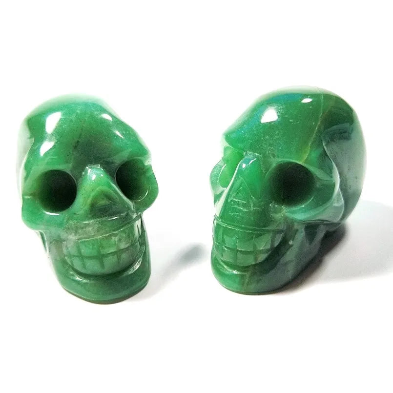 Huiying 2 inch green aventurine skulls natural carved stone healing stone skulls Crafts