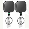 New Square Shape Metal Gray Color 4cm Retractable Reel Badge Holder with Belt Clip Ring for ID Name Card Keychain