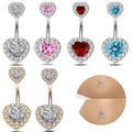 Summer Sexy Stainless Steel Dangle Belly Button Rings Dangling Double Love Heart Zircon Belly Piercing Jewelry for Women Girls