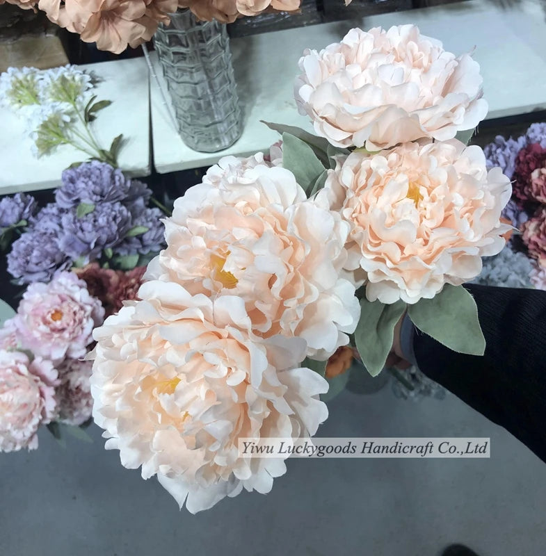BH210313-1 LUCKYGOODS Super Realistic Colorful Artificial Plant Flower bunch Peony