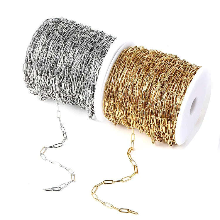 DIY Accessories Stainless Steel Paper Clip Chain Diy Embossed Chain 18k Gold Chain Necklace Bracelet