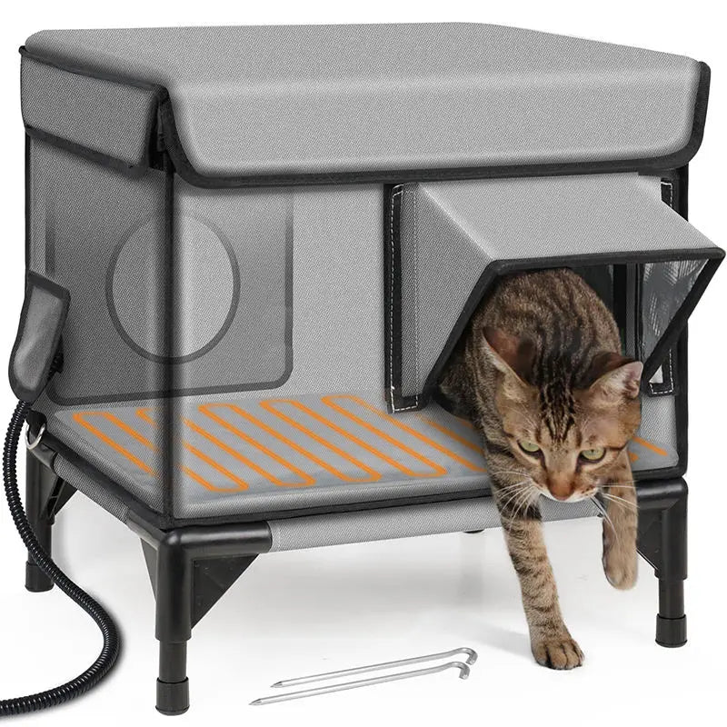 Indestructible Heated Cat House for Outside Waterproof Safe Outdoor Cat Shelter with Heater for Cat