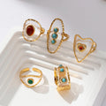 Gorgeous Turquoise Heart Devil Eye Oval Adjustable 18k Gold Plated Stainless Steel Dainty Stacking Ring for Women Wholesale