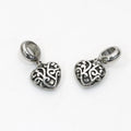 Stainless Steel Silver Plated Classic Big Hole Dainty Flower on Heart Shape Charms for Women Jewelry