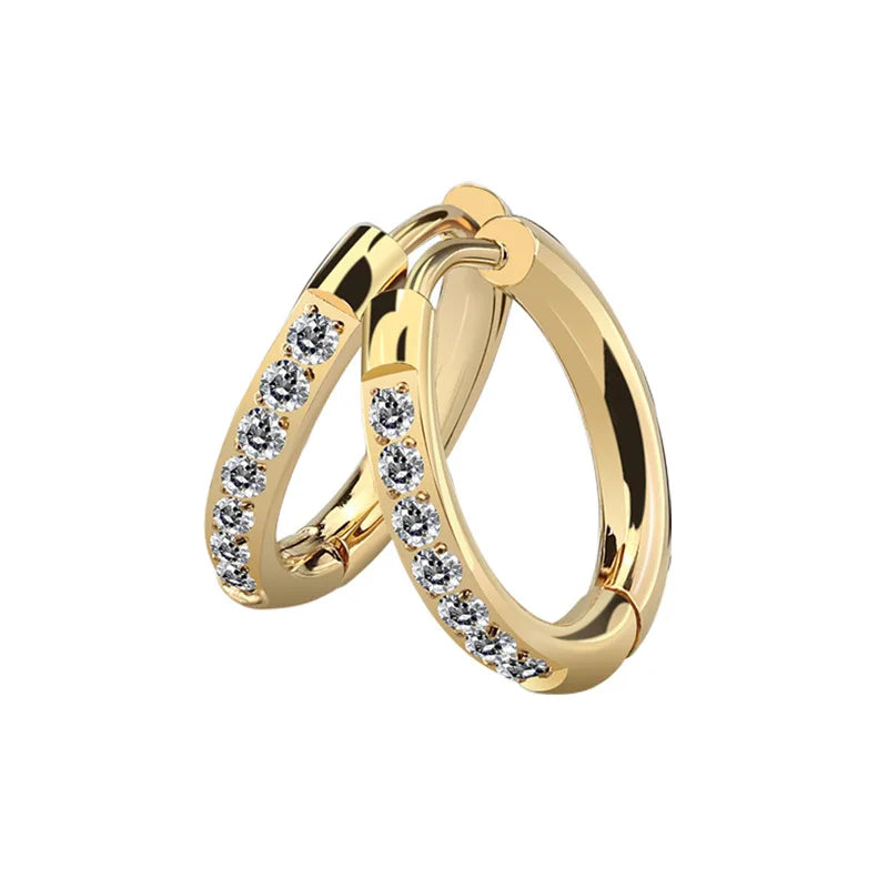 High End Women Earrings Round Zircon Huggie Earring Trendy Stainless Steel Fashion Stone Earring Jewelry-Wholesale