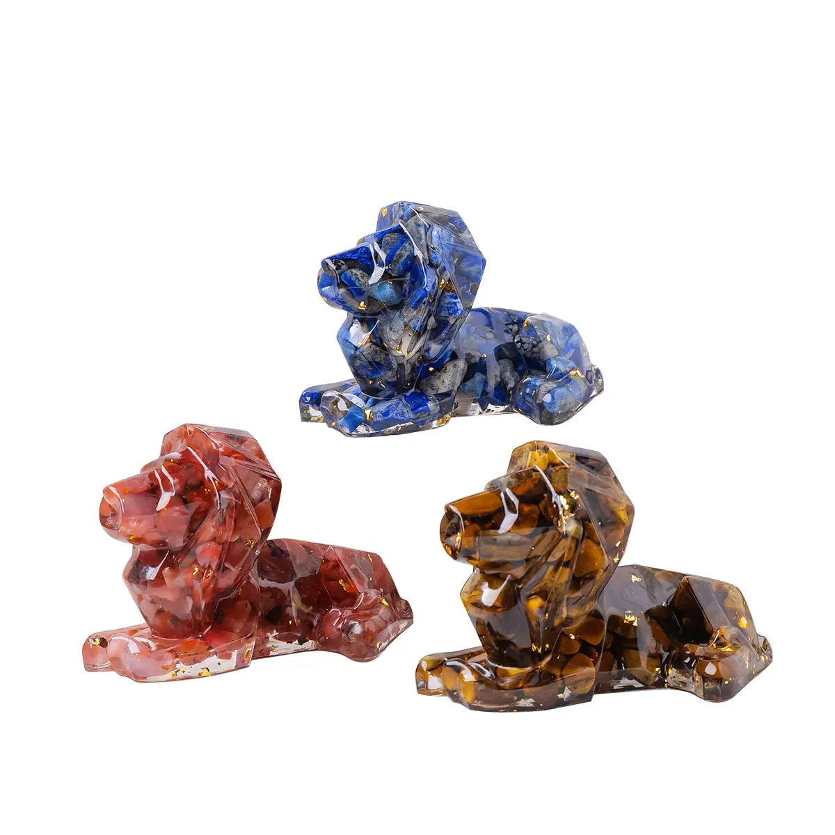 Wholesale Natural Crystal Carved Aquamarine Crystal Carfts Resin Citrine Lion for Home Decor