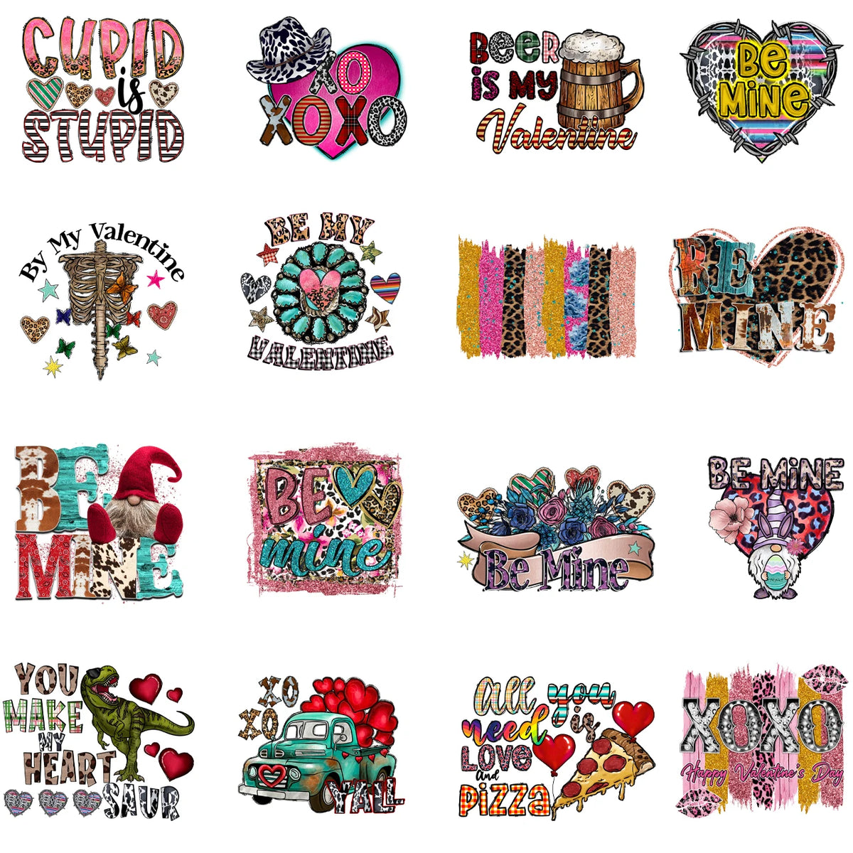Factory Wholesale Custom Valentine's Day Heat Transfer Printing Vinyl Designs on T-Shirts Iron-on Sticker T-Shirts