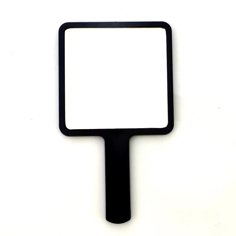 Private Label Vanity Handheld Mini Makeup Mirror Custom Square Beauty Mirror with Foldable Handle Single-Sided Flower Pattern