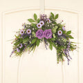 New Simulation Daisy Rose Wall Hanging Purple Moon Door Rattan Wreath Spring Home Decoration