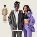 Men's Hoodie Cross-border Leisure Sports Set Solid Color Hoodie Men's and Women's Simple Zippered Hoodie Tracksuits for Men