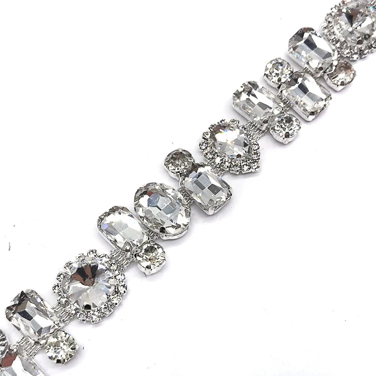 Sew on Crystal Glass Rhinestone Trimming Rhinestone Claw Chain Diamond Strass Trimming for Wedding Clothing Decoration