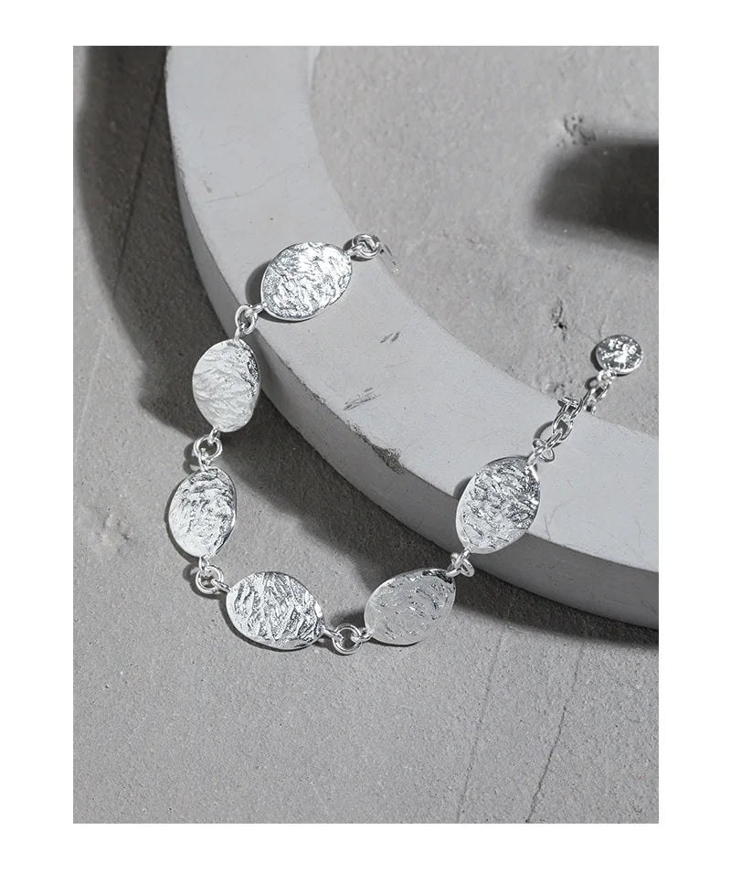 VIANRLA New Arrival 925 Sterling Silver Hammered Discs Charm Bracelet for Women