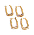 Statement Vintage Stainless Steel Unique Geometric Stripe Square Hoop Earrings Hypoallergenic Daily Wear Rectangle Shape