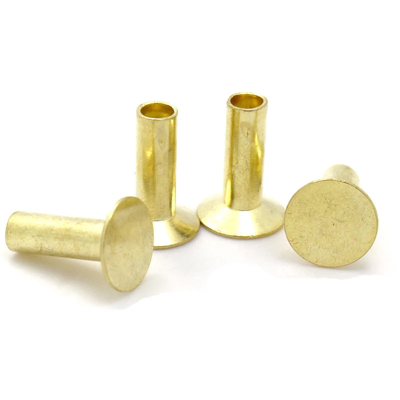 China Factory One Stop Service Custom Metal Brass Semi-hollow Hole Flat Head Semi-tubular Rivets