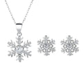 Wholesale 925 Silver Fashion Snowflake Pendant Necklace Compact Gift Woman Jewelry Set