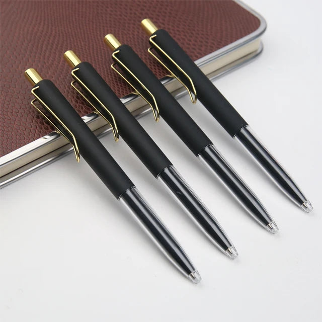 2024 New Stock Pen with Rubber Finish Matte Black Color Golden Clip Pen