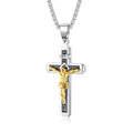 Fashion Hip Hop Jesus Cross Pendant Necklace Personalized Christian 18k Gold Plated Stainless Steel Men's Jewelry Necklace