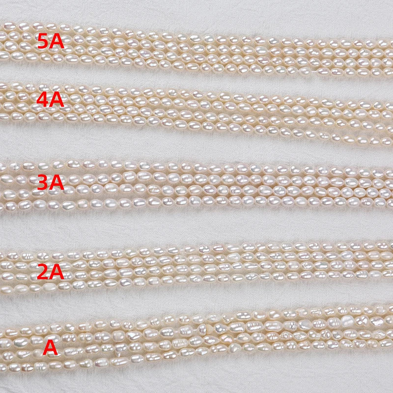 Zhuji Natural 4-5mm White Freshwater Rice Pearl Strands Loose Pearls for Jewelry Making