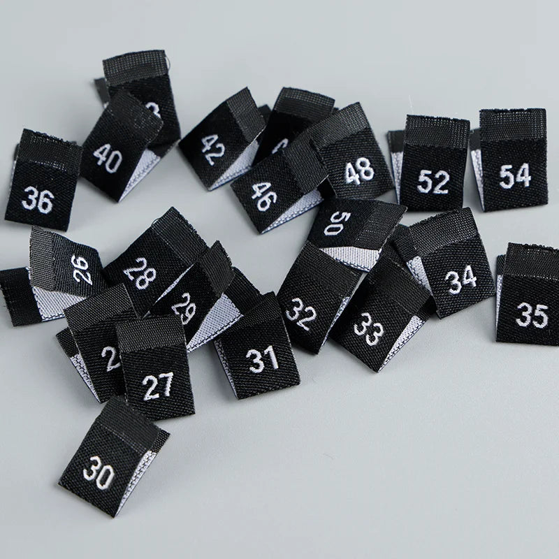 Factory Direct Sales 200 Pieces Per Pack Digital Woven Label  Clothing Size Label  Clothing Woven Brand Label