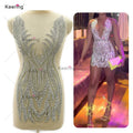 WDP-368 Hotsale Sparkly Silver Crystal Front Bodice Rose Gold Rhinestone Applique for Wedding Dresses Christmas Party